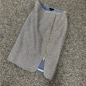 J. Crew Tweed shimmery Pencil Skirt with Gold Zipper